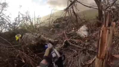 Intense footage of a firefight from the Ukrainian point of view. Close fire taking place. 