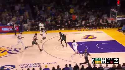 [Highlight] LeBron gets the steal, throws it off the backboard to AD for the slam