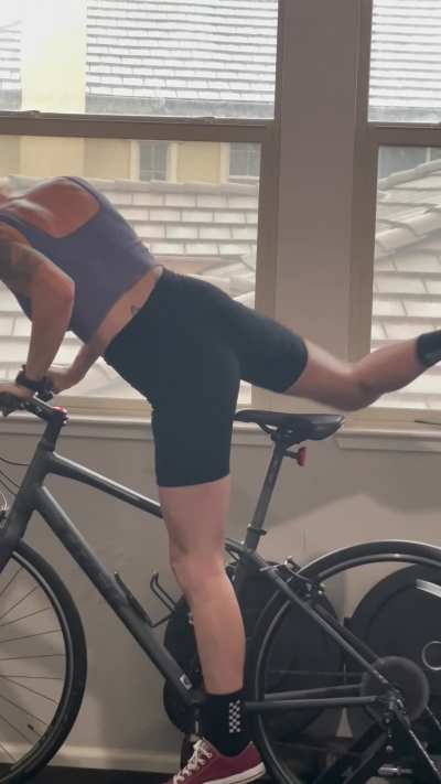 Stationary bike is perfect for flashing [F]