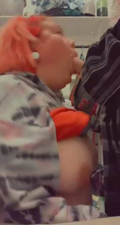 Titties out sucking BWC 👅 see more on my OF. Link in comments.