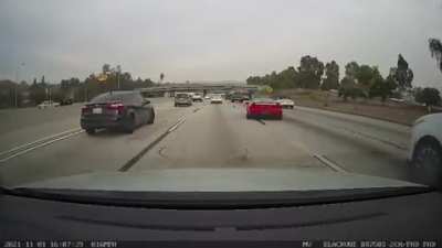 Woman in Civic throws her drink all over a clean NSX heading to SEMA - immediately crashes | From @777style on Instagram
