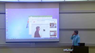 Math Professor Fixes Projector Screen.