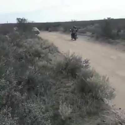 Rallycross car rams motorcycle