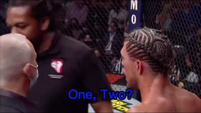 Herb Dean asking Ortega how many fingers he was holding up&hellip;