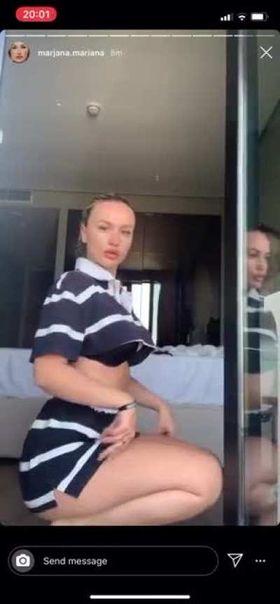 Marjana is such a fucking sexy slut. she knows exactly what she&rsquo;s doing, look at the end when she lifts her top. she&rsquo;s such a sexy slut.