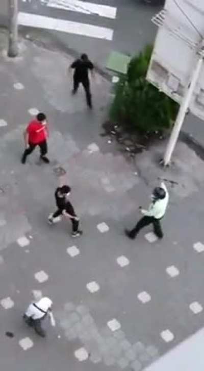 1 cop tries to scare a large group of violent protestors with a taser