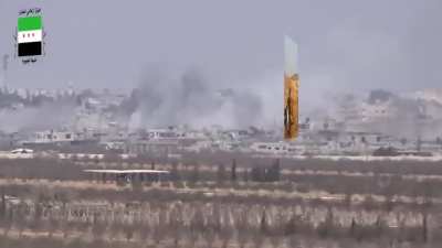 FSA rocket artillery group targets Syrian Army positions with a barrage - August 2015