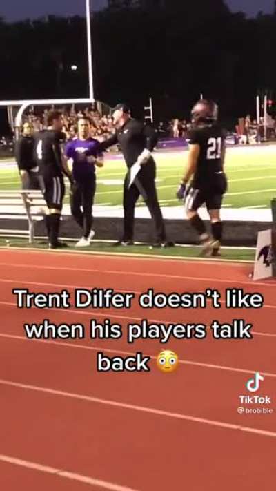 Grown ass high school coach pushing around his players. Hope he gets called out for this