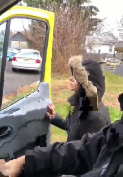 Crazy karen assaulting someone for parking in "her" neighborhood