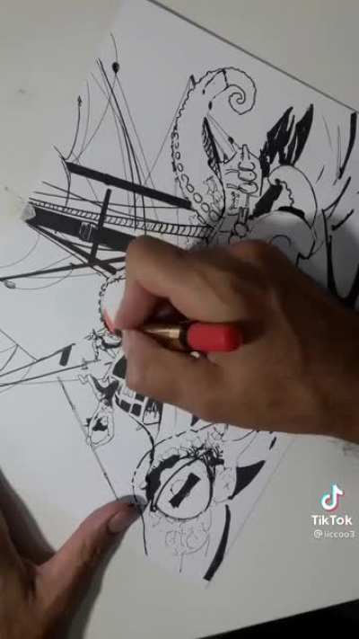 This artist from TikTok that can turn random ink marks into a impressive artwork