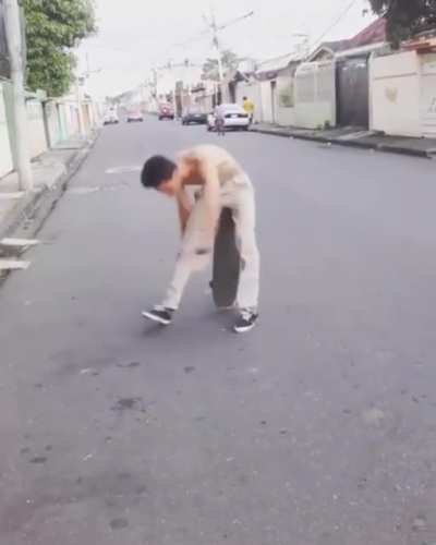 New skateboarding trick I call it, the nutcracker