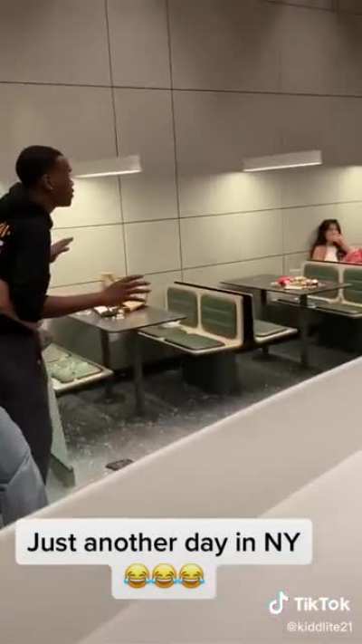 Guy gets beaten up at McDonalds, then pulls out an axe and trashes the place
