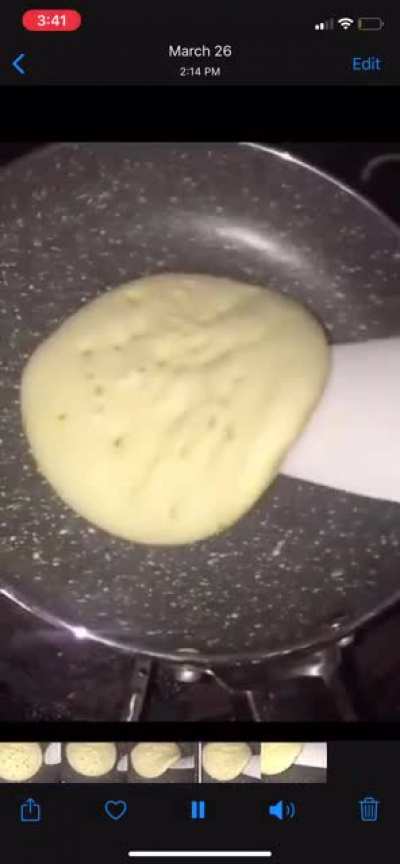 women flips pancake. you won&rsquo;t believe what happens next