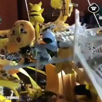 Perspective based art made entirely out of toys and household objects.