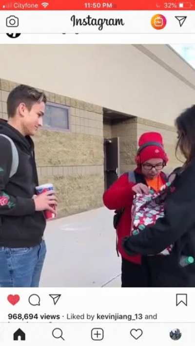 Student gets a present for his special needs classmate who loves cement trucks.