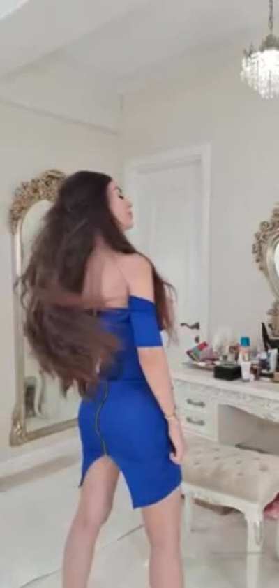 Tight Blue Dress Hiding Two Huge Secrets