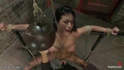 Forced to orgasm while being choked by an iron ball