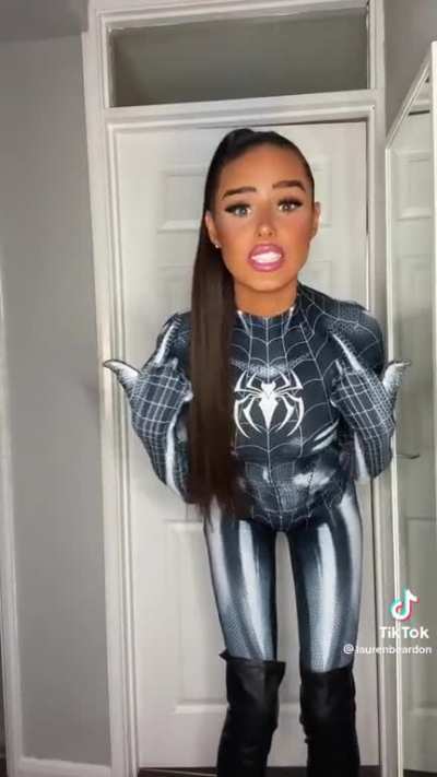 Spider girl needs covering in web
