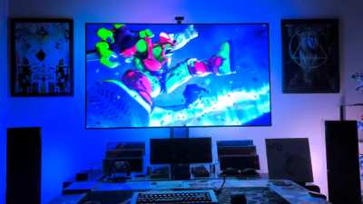 Watching Super Hero on blu-ray with reactive RGB lighting... insane