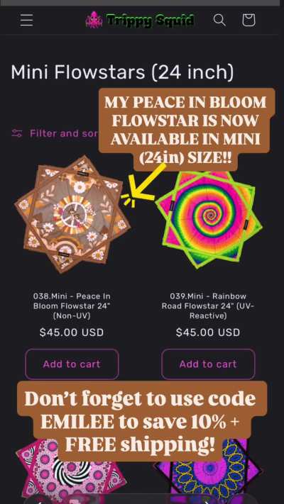 TRIPPY SQUID PEACE IN BLOOM DESIGN NOW AVAILABLE IN MINIS! 🤎☮️I&rsquo;m so glad yall love my design so much (&lsquo;: As always my code EMILEE gets you 10% off + FREE shipping!