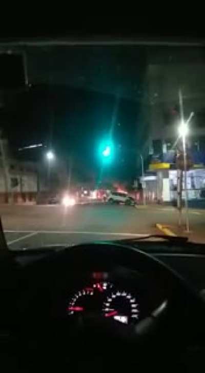 Collided and caught fire, fire truck is racing away&hellip;