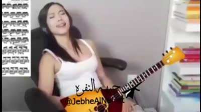 she just playing guitar