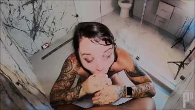 Black Cock Cumming in her pretty white mouth