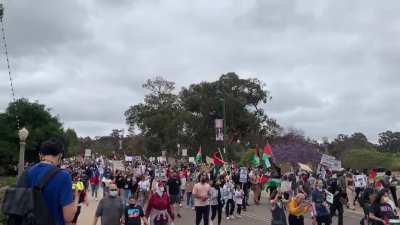 Saturday May 15th: hundreds upon hundreds of San Diego residents marched in Balboa Park today in support of Palestinian Liberation and ending Israel&rsquo;s illegal US backed occupation.