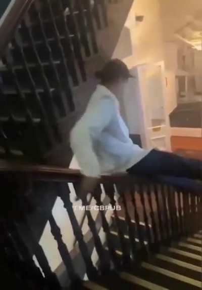 Sliding on the handrails