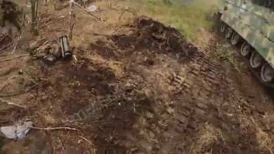 Ukrainian troops using Bradley vehicle during troop’s rotation and evacuation of wounded.