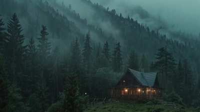 I tried to make the most aggressively cozy rain video possible. 8 hours in a deep forest cabin. What do you think is missing?