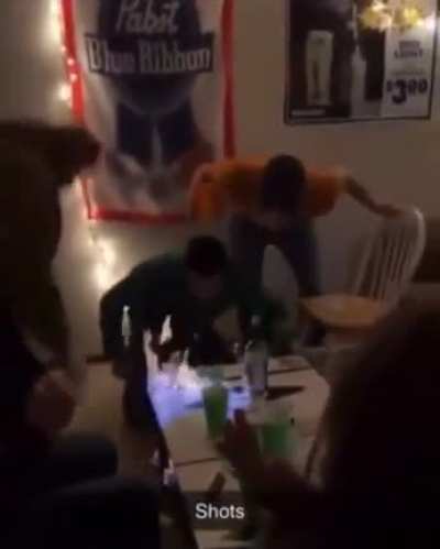 Dumb drunk bastards playing with fire