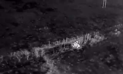 Drone footage of an attack on a Russian field ammunition depot. 