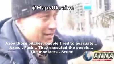 Ukrainian burst into tears describing how refugees were shot.