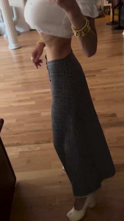Walking to mirror