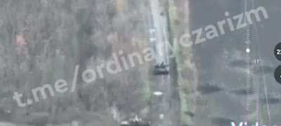 Russian tank ambushing Ukrainian tank at close range. Uploaded November 6th 2022.