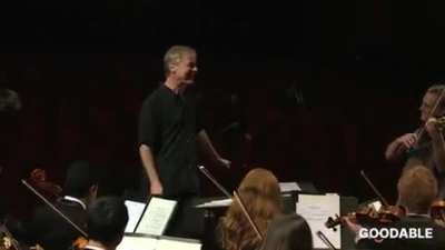 In New York, this conductor thought nobody knew it was his birthday. He was wrong. This is how his orchestra surprised him. It's the joy we need in the world right now.