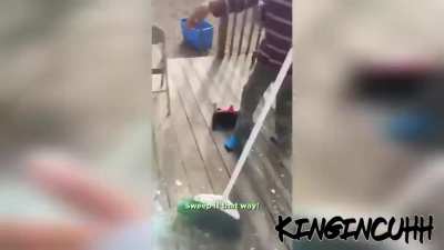 Kid accidentally breaks a window and loses his shit