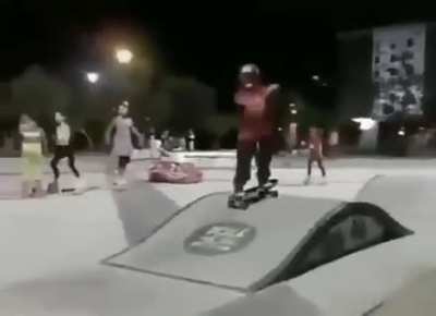Too cool for his skateboard