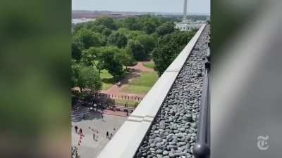 This is the new 2-block-long mural on the streets leading to the White House, painted by the city of Washington, D.C. It reads: “Black Lives Matter.