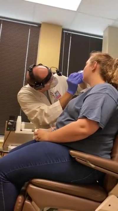 Splints from septoplasty being removed
