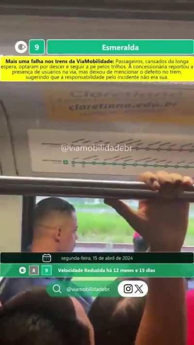 Linha 9 privatizada: passageiros cansam de esperar trem voltar a funcionar e terminam percurso a p&eacute; pelos trilhos. Cr&eacute;dito: @viamobilidadebr
