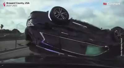 Teenagers cause crash during police chase that looks like something out of a action movie.