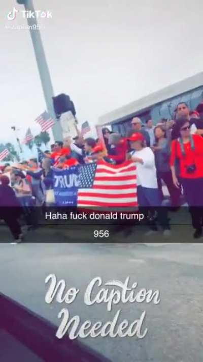 Blasting &ldquo;Fuck Donald Trump&rdquo; at a support rally,
