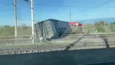 Nine carriages of a russian freight train have been derailed in Volgograd region by a drone strike