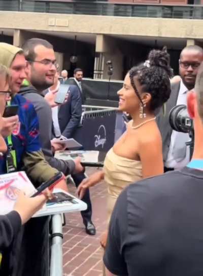 Greeting fans