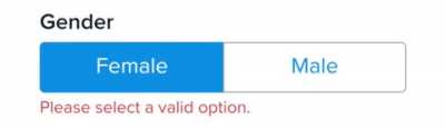 Invalid Gender