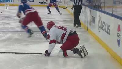 Trouba looking for the hit-stick&hellip;