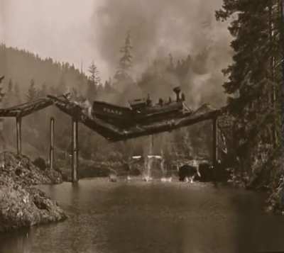 This shot from the 1926 Buster Keaton movie "The General" has been called the most expensive of the silent era, with a price tag of $42,000 or $640,000 in 2021 dollars