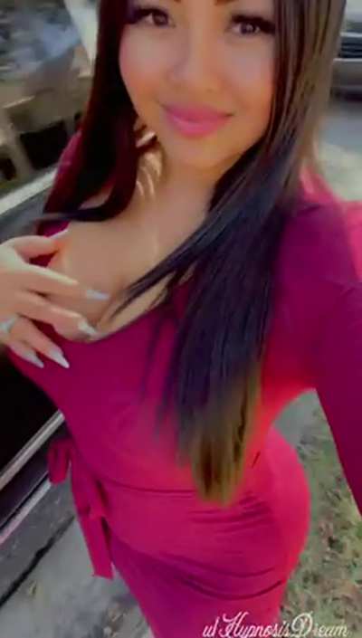 Tried to flash you my titties on the side walk, but the other one did not cooperate very well. Hope you like it. 😘